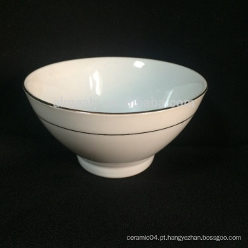 Porcelana branca footed tigela, tigela de sopa, tigela de aveia